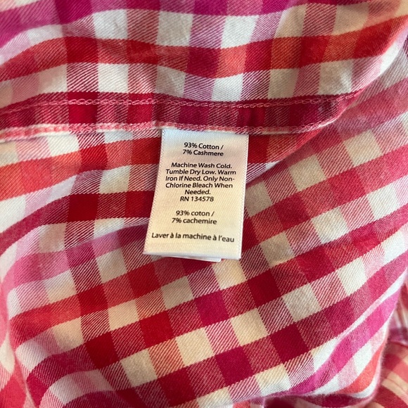 Vineyard Vines Cashmere Cotton Pink Candy Cane Gingham Button Up Shirt Top sz 10 - Picture 6 of 7